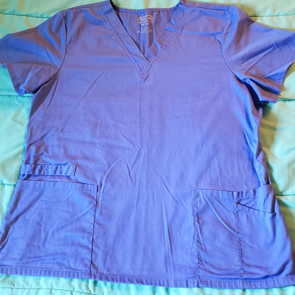 Women's Cherokee Workwear scrub top, ciel blue, XL
